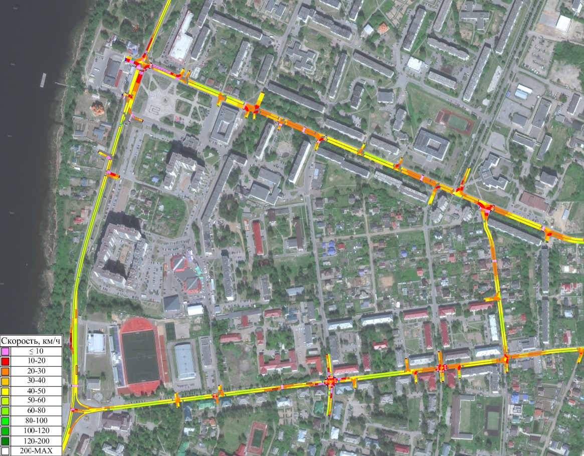 Картограмма скорости движения в Кировском городском поселении